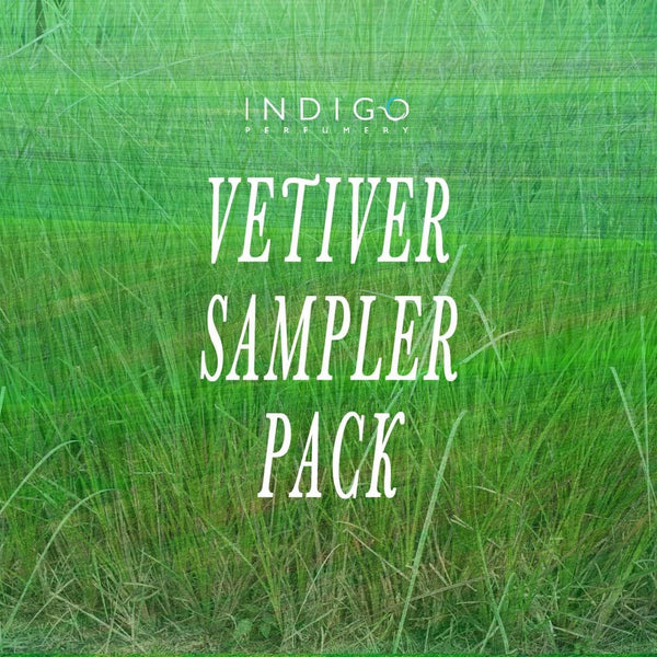 Vetiver Sampler Pack at Indigo Indigo Perfumery has niche and natural perfumes and artistic fragrances, and concierge service. www.indigoperfumery.com.